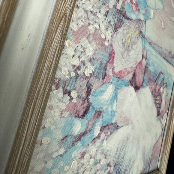 Original Painting "Picnic. Lake .Women with Umbrella" Wooden frame - Picture 10 of 11